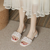 Tacones gruesos de una sola línea con punta redonda para mujer